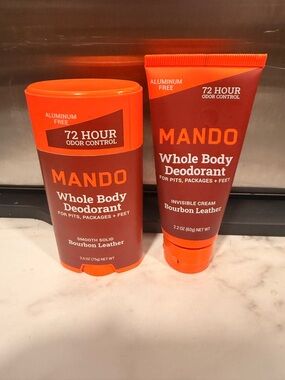 Mando Men's Whole Body Deodorant 72-Hour Solid and Cream Bundle Aluminum Free